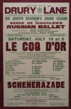 Poster for performances of the 'Russian Ballet of Sergei Dyagelev'