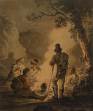 Polish rebels in the forest at night