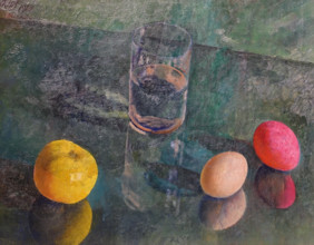 Still life on a green background