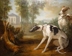 Hunting dogs with dead hares by Oudry Jean-Baptiste (1686-1755).