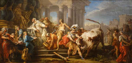 Theseus taming the bull at Marathon