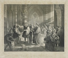 Dante incontra Giotto, litografia metv† XIX secolo (Thomas et imprime par Becquet frv®res v† Paris)