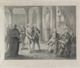 Vittorio Alfieri in visita al re Amedeo II a Torino, litografia (Thomas et imprime par Becquet frv®res v† Paris)
