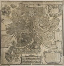 Map of the city of Rome, year 1756, Giovan Battista la Falda engraver, Giacomo de Rossi printer