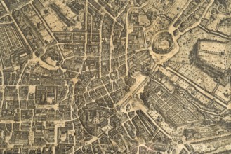 Map of the city of Rome, year 1756, Giovan Battista la Falda engraver, Giacomo de Rossi printer