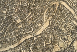 Map of the city of Rome, year 1756, Giovan Battista la Falda engraver, Giacomo de Rossi printer
