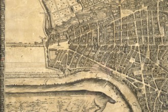 Map of the city of Rome, year 1756, Giovan Battista la Falda engraver, Giacomo de Rossi printer