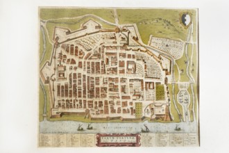 Joan Blaeu, Fanum Fortunae historical map of the city of Fano, 17th century, engraving