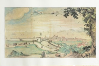 Francesco Mingucci? View of Sinigaglia, watercolor, 17th century