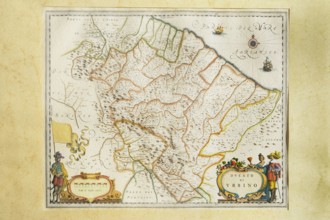 Henricus Hondinus, Jan Jansson, Duchy of Urbino, 17th century, watercolor engraving