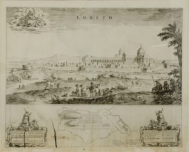 Pierre Mortier, veduta di Loreto, incisione, XVII secolo
