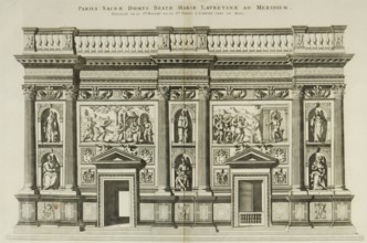 Pierre Mortier, Sanctuary of Loreto, engraving, 17th century. The decorative wall that covers the Holy House of the Virgin of Loreto to the south.