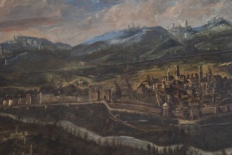 Jesi, Italy, Marche, Province of Ancona, Planettiana Library, Director's Room. Attribution: Antonino Sarti, The City of Jesi and Its Territory, oil on canvas, 17th century