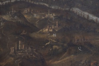 Jesi, Italy, Marche, Province of Ancona, Planettiana Library, Director's Room. Attribution: Antonino Sarti, The City of Jesi and Its Territory, oil on canvas, 17th century