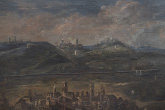 Jesi, Italy, Marche, Province of Ancona, Planettiana Library, Director's Room. Attribution: Antonino Sarti, The City of Jesi and Its Territory, oil on canvas, 17th century