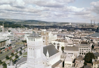 View over Guildhall building and city centre.