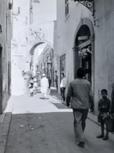 Narrow alleyway street in old town Medina.