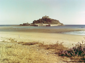 Beach at low tide.