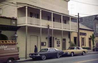 San Juan Bautista, California, captures the historic charm of Third Street. The Cutting Horse restaurant,