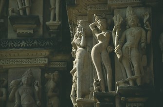 INDIA, Madhya Pradesh, Khajuraho, Temple carving details