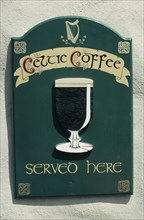IRELAND, Markets, Public House,  Sign advertising celtic coffee.