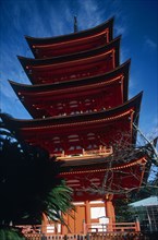 JAPAN, Honshu, Miyajima, The red Five Storey Pagoda