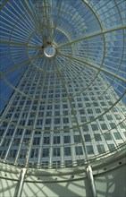 ENGLAND, London, Canary Wharf. View looking up through atrium to Canada Tower
