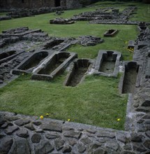 CHURCHES, Gravestone, Cheshire, Medieval Stone Coffins Norton Priory Near Daresbury
