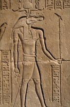 EGYPT, Komombo, Relief carving of the Crocodile God Sobek