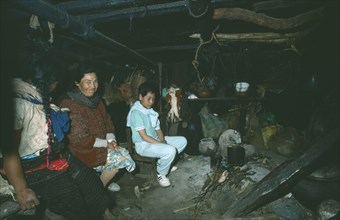 MEXICO, Paraje, Chamula Indians house interior