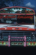 PANAMA, Penenome, Carnival Bus painted in bright colourful murals