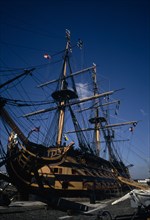 ENGLAND, Hampshire, Portsmouth, Admiral Lord Nelson's HMS Victory in Portsmouth’s Historic Dockyard