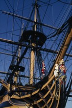 ENGLAND, Hampshire, Portsmouth, "HMS Victory, part view of mast and rigging."