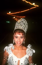 PUERTO RICO, San Juan, Contestent in Miss Puerto Rico beauty contest on San Juan Day.