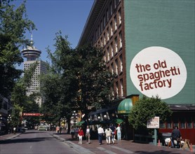 CANADA, British Columbia, Vancouver, Gastown. The Old Spaghetti Factory restaurant with people on