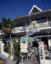 USA, Florida, Key West , Captain Hornblowers Grill Room with balcony and iron gates
