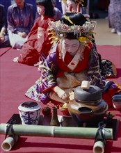 JAPAN, Tea Ceremony, Women in court costume of top courtesan