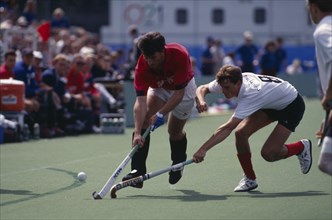 10037111 SPORT Ball Games Mens Hockey Great Britain versus Germany match in Milton Keynes 1992.