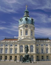 GERMANY, Berlin State, Berlin, Charlottenburg Palace frontage and courtyard showing the copper dome