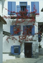 GREECE, Northern Sporades, Skopelos, View of shuttered building