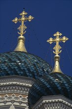 FRANCE, Cote d’Azur, Nice, "Two crosses on top of Saint Nicholas, Russian Church."