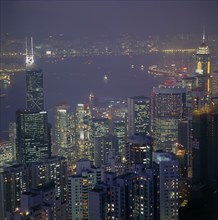 HONG KONG, Central, View over the City from Victoria Peak at night