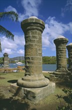 WEST INDIES, Antigua, Nelson’s Dockyard, Pillars by the slipway