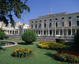GREECE, Ionion Islands, Corfu, "Corfu town, Palace at the Esplanade with garden in front "