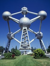 BELGIUM, Brabant  , Brussels, "The Atomium. There are nine steel spheres, housing exhibition spaces