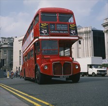 ENGLAND, London, Transport, Red Bus destination Crystal Palace.