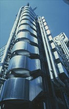 ENGLAND, London, View looking up at the Lloyds building modern exterior