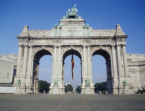 BELGIUM, Brabant, Brussels, "Arc du Triomphe, the Arch in the Cinquantenaire park and hanging