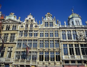 BELGIUM, Brabant, Brussels, "Grand Place, the west side facades."