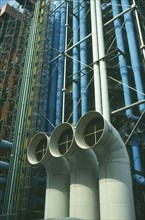 FRANCE, Ile de France, Paris , Exterior structural detail of the Pompidou Centre Beaubourg
